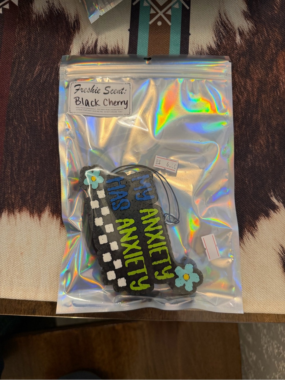 Black Cherry Scented 'Anxiety Has Anxiety' Air Freshener - Black & Green